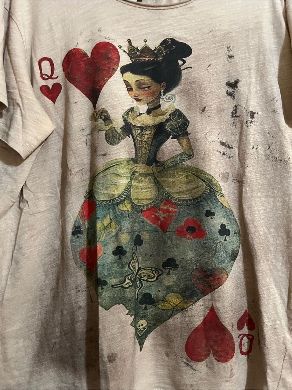 Jaded Gypsy Queen of Hearts Tee LG/XL Vintage Style with distressing - Picture 2 of 6